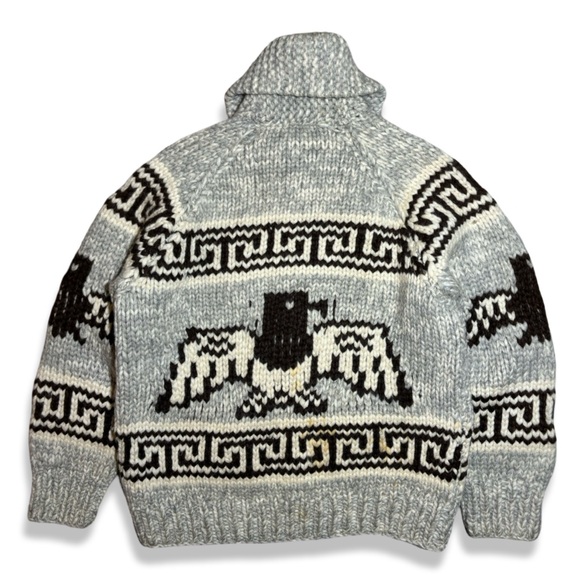 Vintage 80s Canadian made TUAK Thunderbird Cowichan zip-up knit - Picture 2 of 4